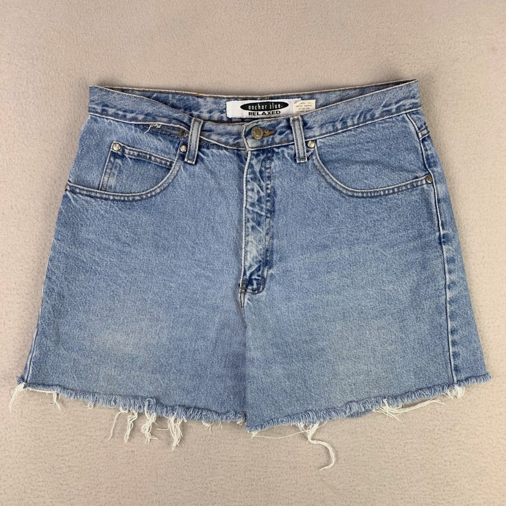 VTG Anchor‎ Blue Baggy Shorts Jorts Relaxed Mens 34 Cut Off Y2K 90s